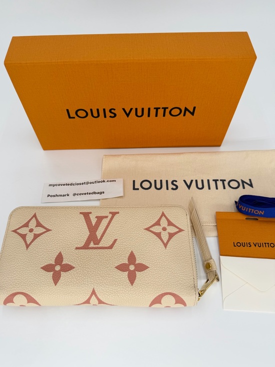 Louis Vuitton Handbags - LV Cream & Pink Giant Empriente Monogram Zippy Wallet Full Set w/Entrupy COA